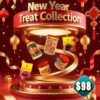 Chinese New Year Snack Mix 2026 with 4 CNY cookies and 2 Bak Kwa meat jerky – festive $98 gift set